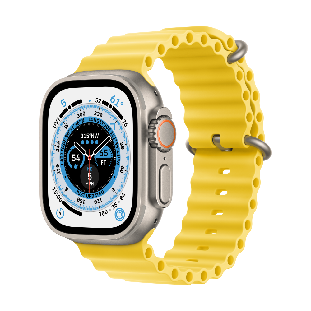 Apple Watch Ultra GPS + Cellular 49mm Titanium Case - Yellow Ocean Band - iStore Namibia