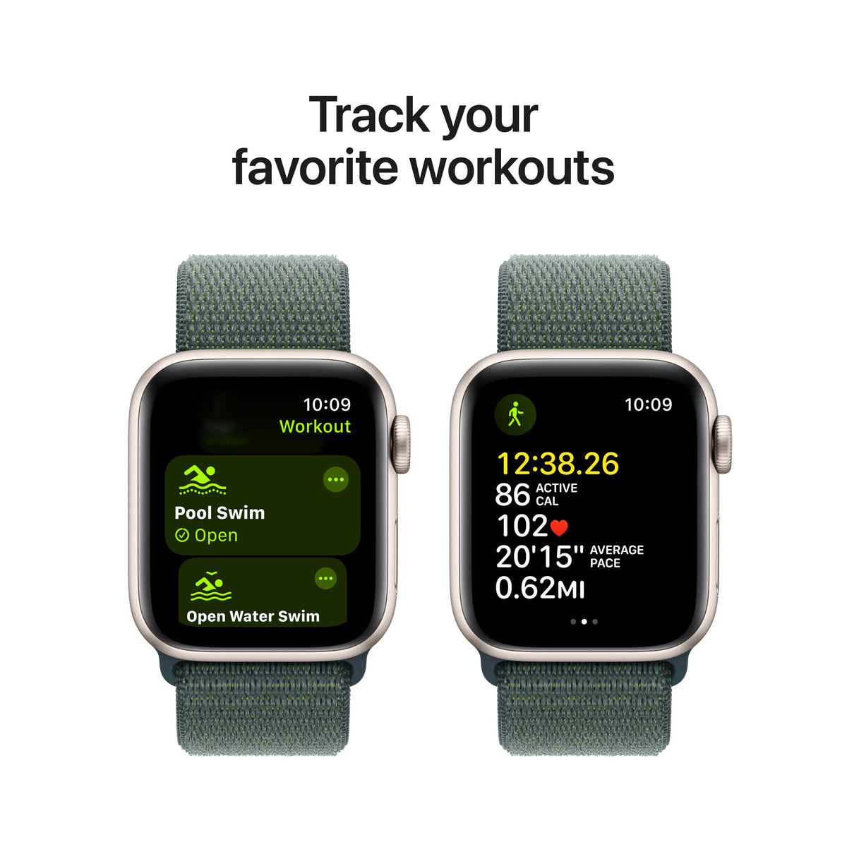 Apple Watch SE GPS 40mm Starlight Aluminium case with Lake Green Sport Loop