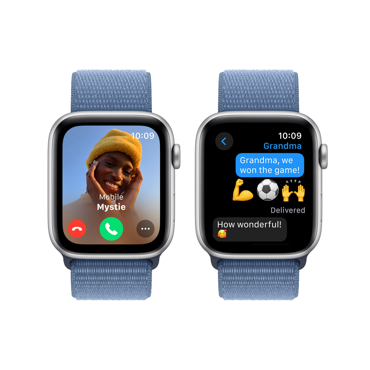 Apple Watch SE 44mm GPS Silver Aluminium Case With Winter Blue Sport Loop