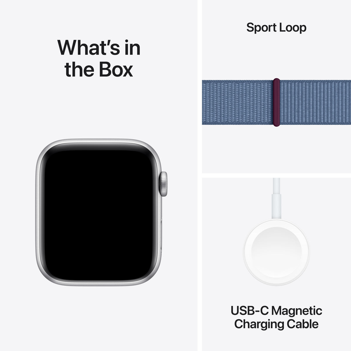 Apple Watch SE 44mm GPS Silver Aluminium Case With Winter Blue Sport Loop