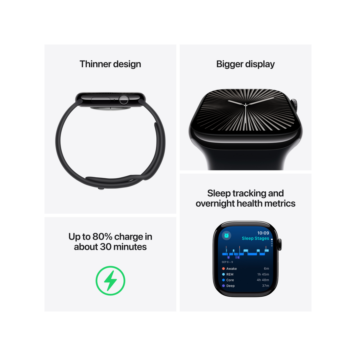 Apple Watch Series 10 GPS 42mm Silver Aluminium Case with Denim Sport Band - M/L