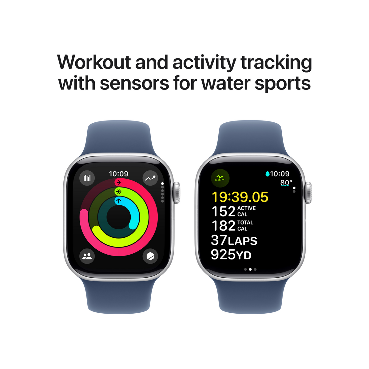 Apple Watch Series 10 GPS 42mm Silver Aluminium Case with Denim Sport Band - M/L