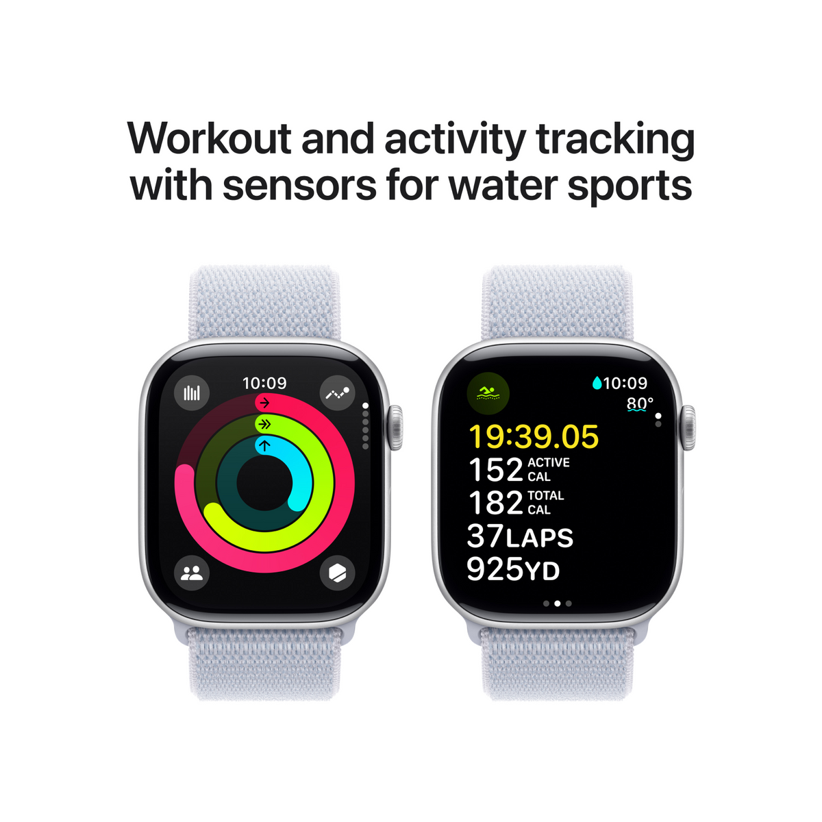 Apple Watch Series 10 GPS 46mm Silver Aluminium Case with Blue Cloud Sport Loop