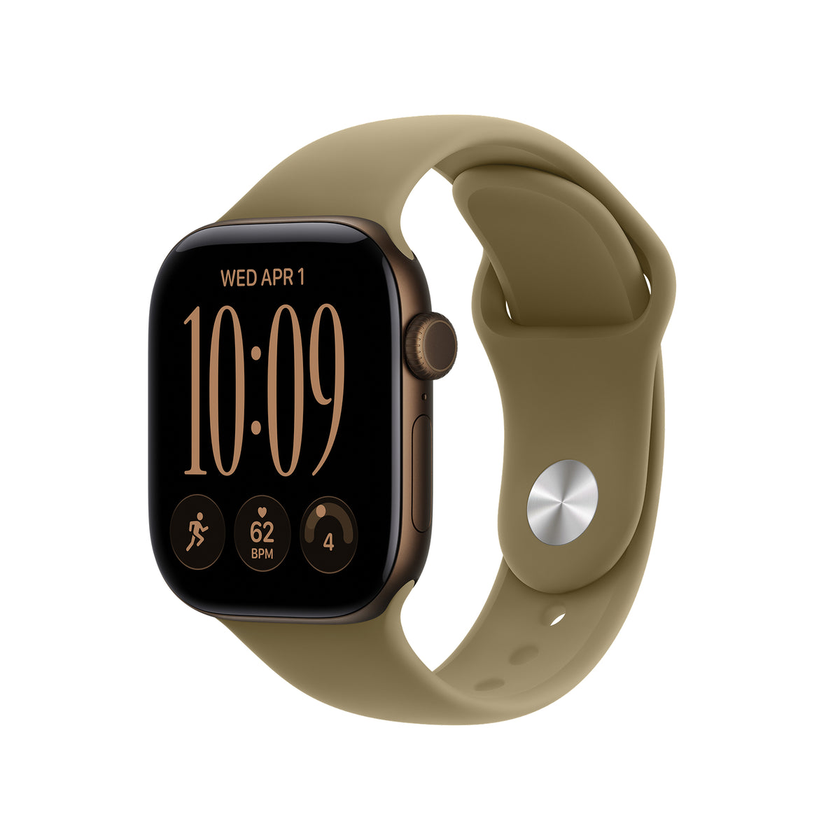 Apple Watch Series 12 GPS 46mm Dark Bronze Aluminium Case with Olive Sport Band - S/M
