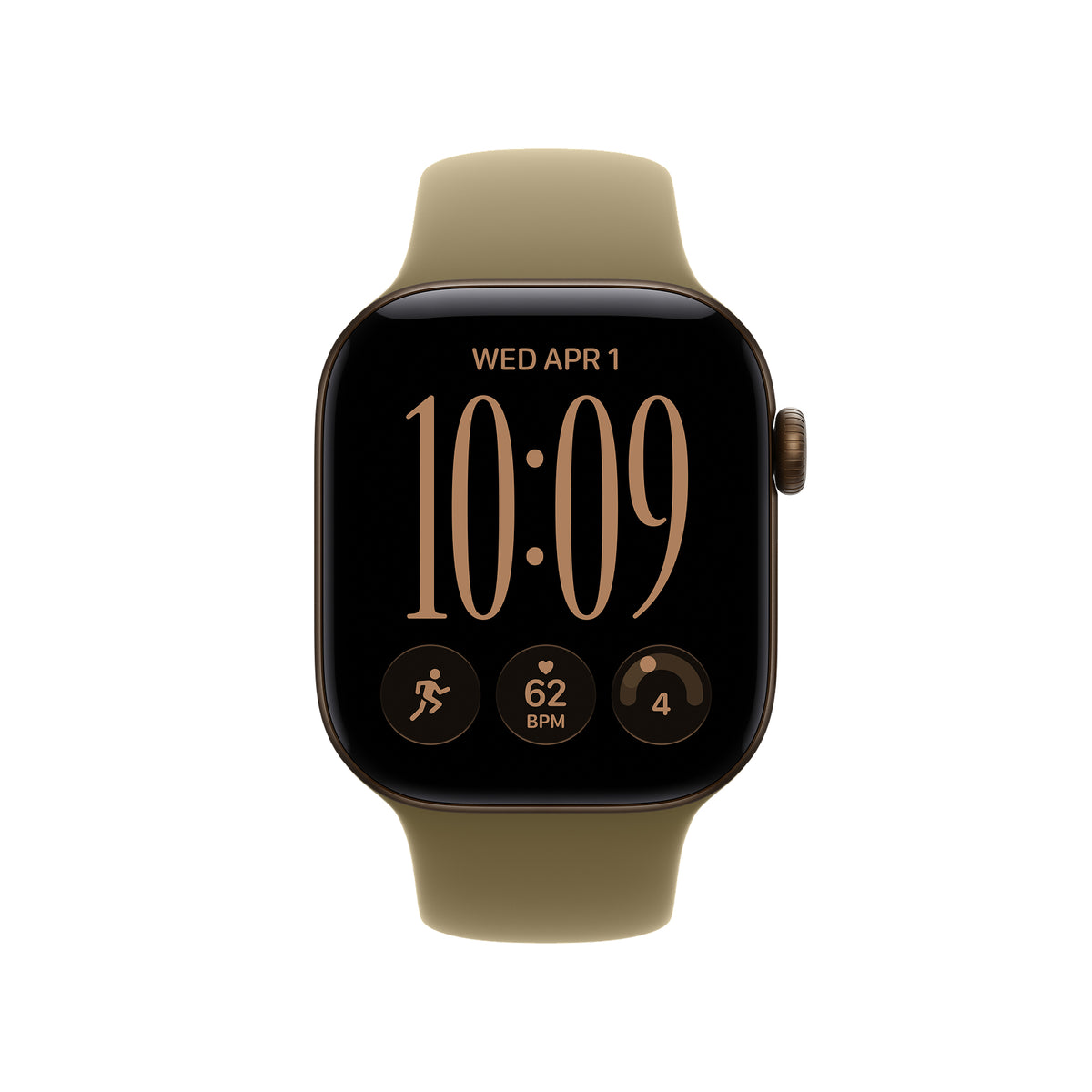 Apple Watch Series 12 GPS 46mm Dark Bronze Aluminium Case with Olive Sport Band - M/L