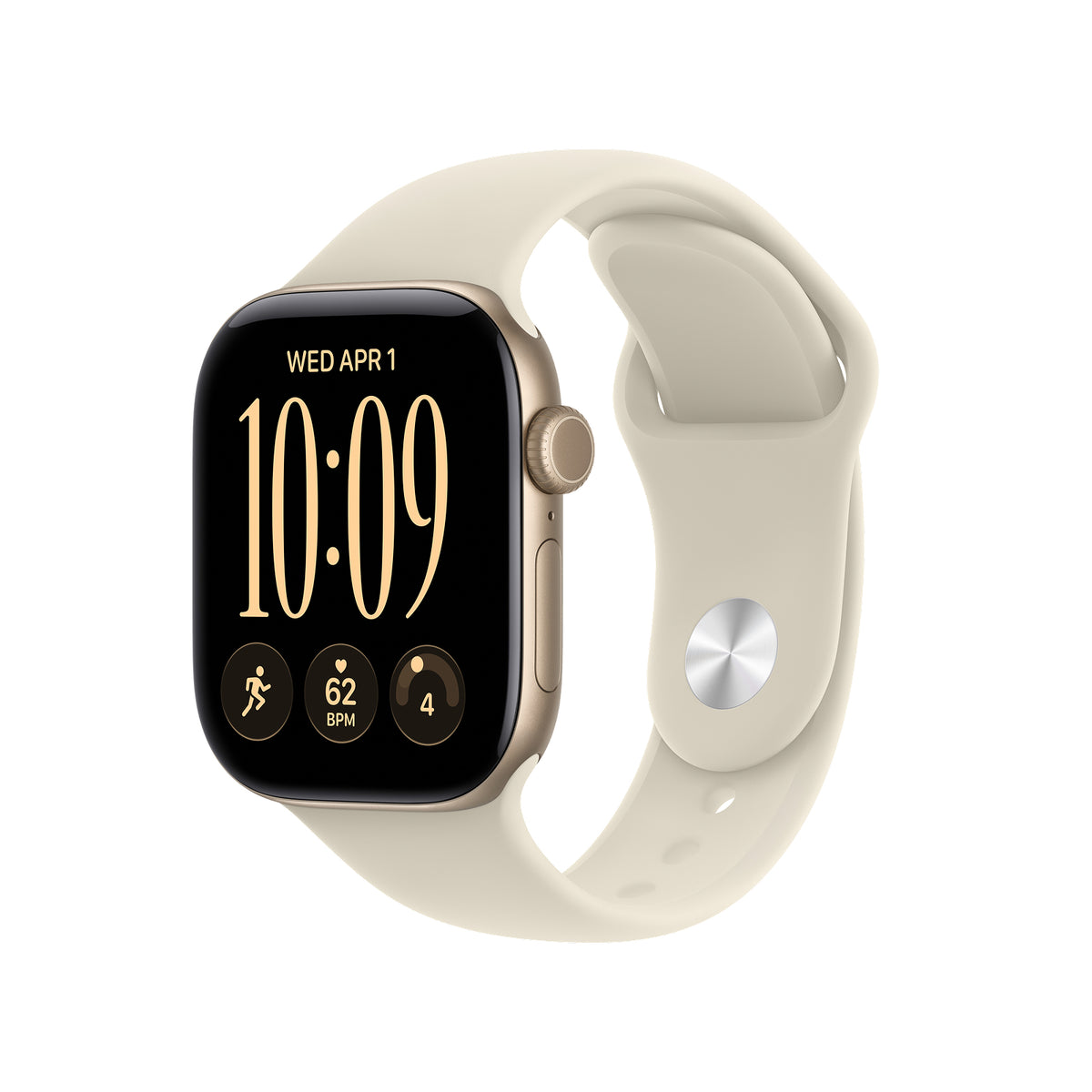 Apple Watch Series 12 GPS 46mm Light Gold Aluminium Case with Sand Sport Band - M/L