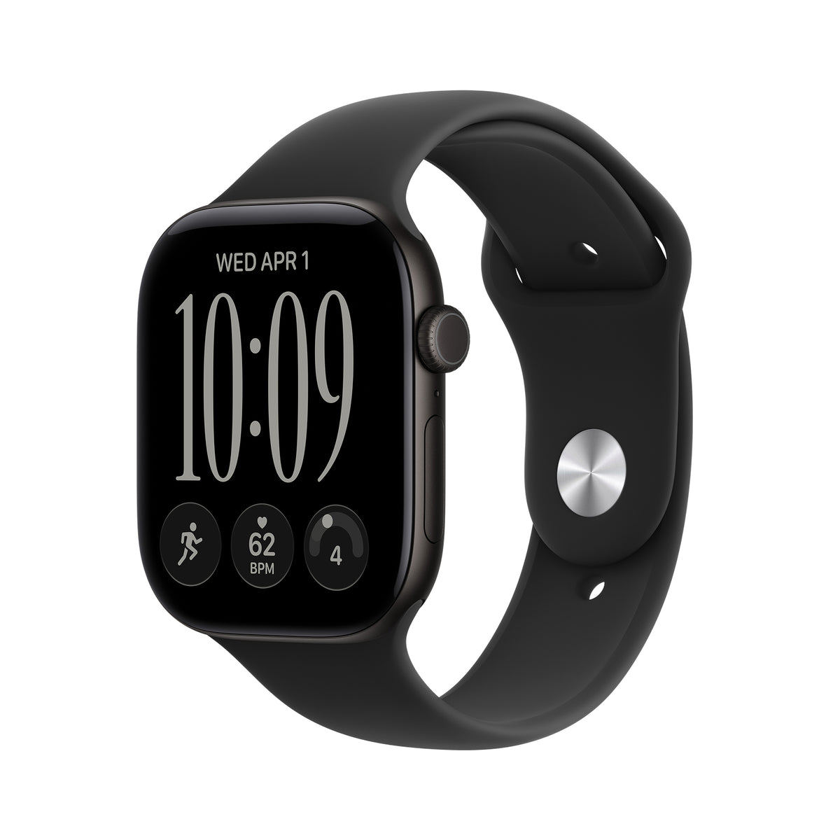Apple Watch Series 12 GPS 46mm Black Aluminium Case with Black Sport Band - S/M