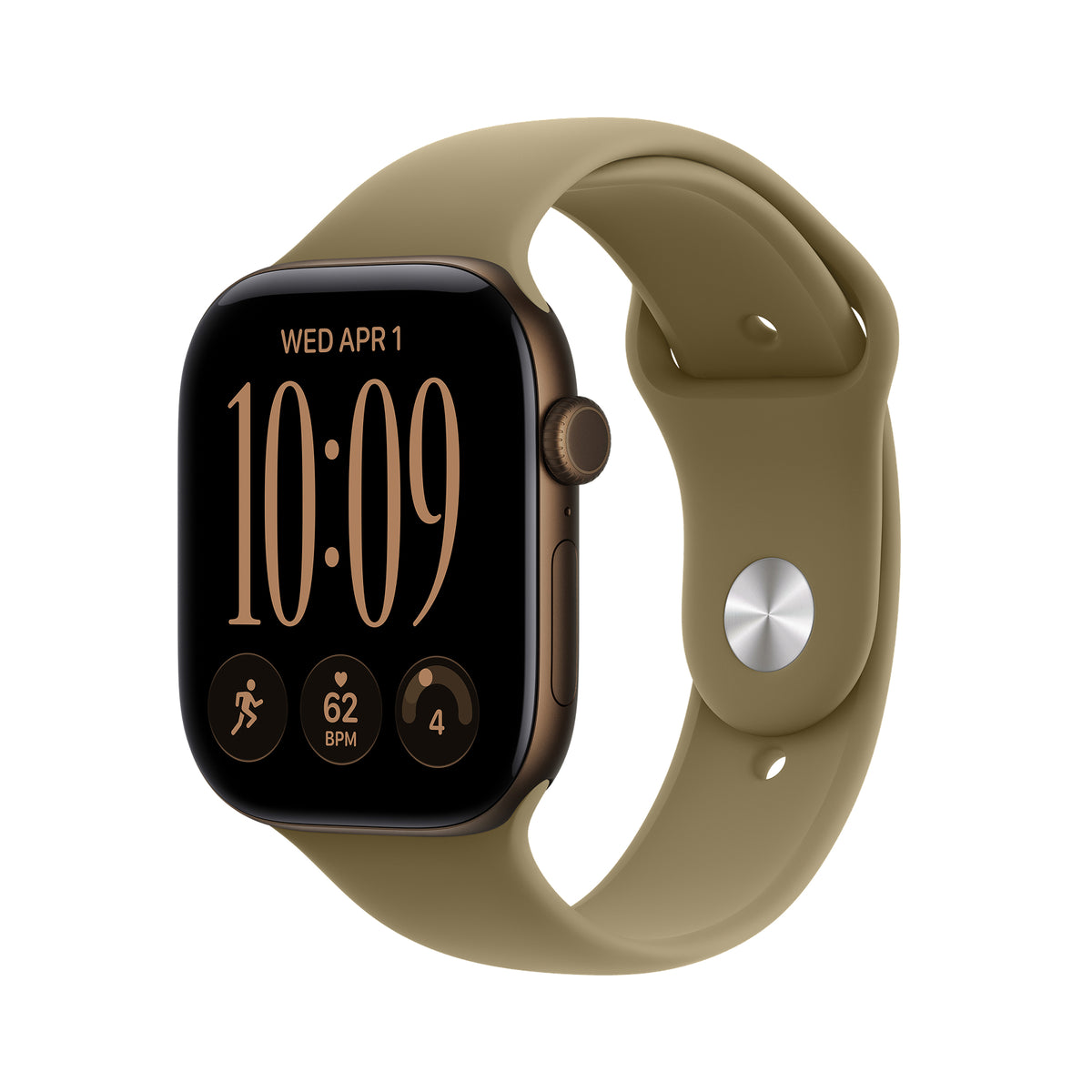 Apple Watch Series 12 GPS 42mm Dark Bronze Aluminium Case with Olive Sport Band - S/M
