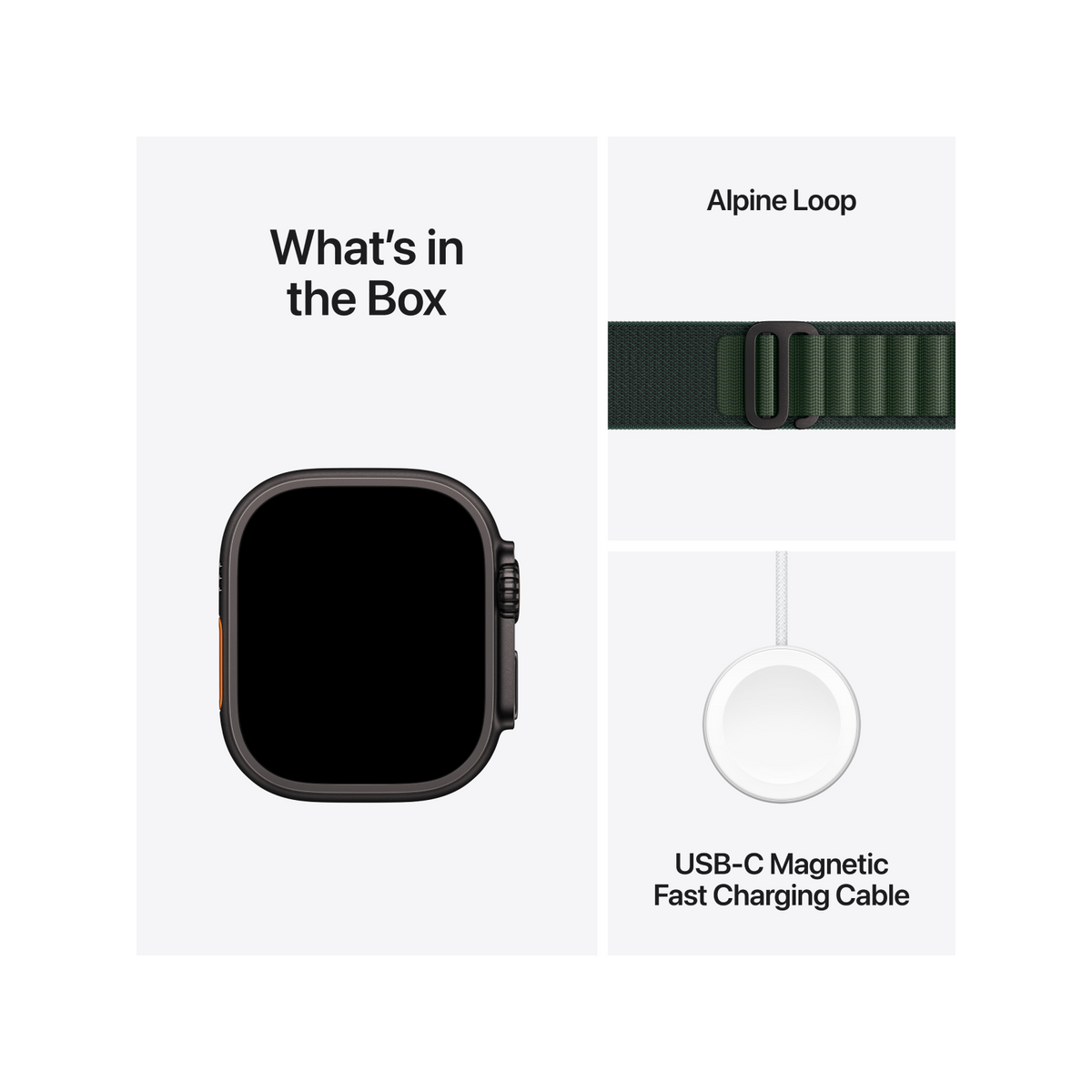 Apple Watch Ultra 2 GPS + Cellular 49mm Black Titanium Case with Dark Green Alpine Loop - Large