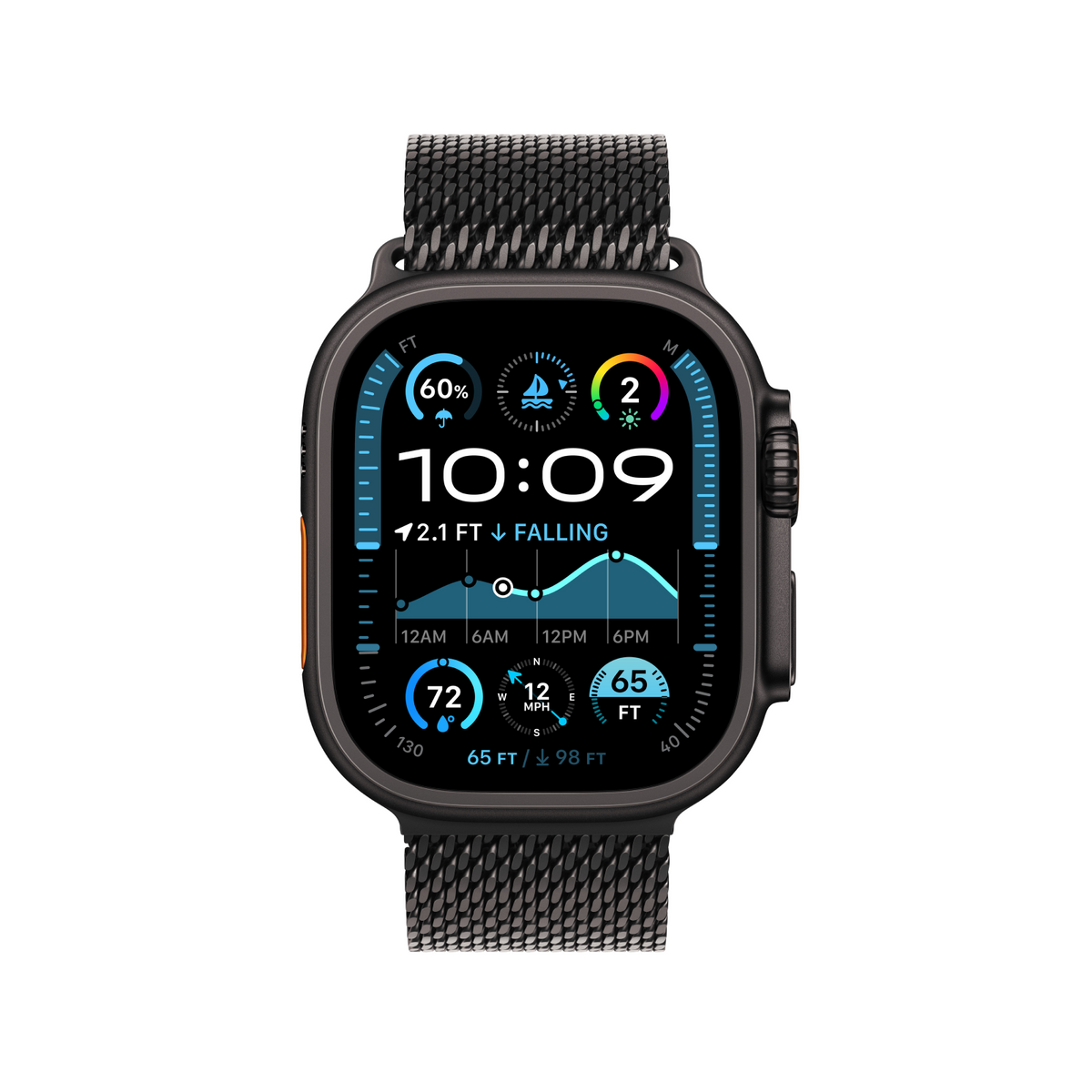 Apple Watch Ultra 2 GPS + Cellular 49mm Black Titanium Case with Black Titanium Milanese Loop - S
