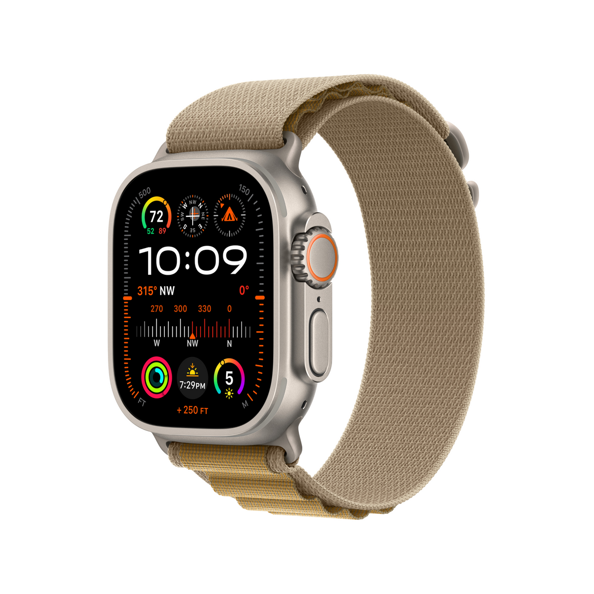 Apple Watch Ultra 2 GPS + Cellular 49mm Natural Titanium Case with Tan Alpine Loop - Medium