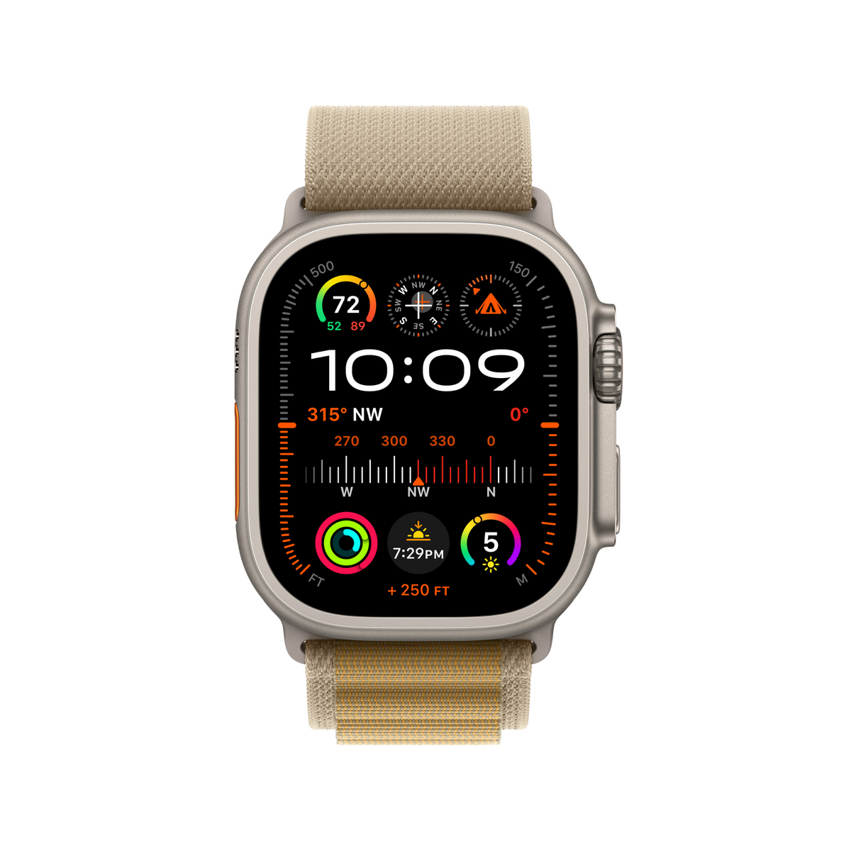 Apple Watch Ultra 2 GPS + Cellular 49mm Natural Titanium Case with Tan Alpine Loop - Large