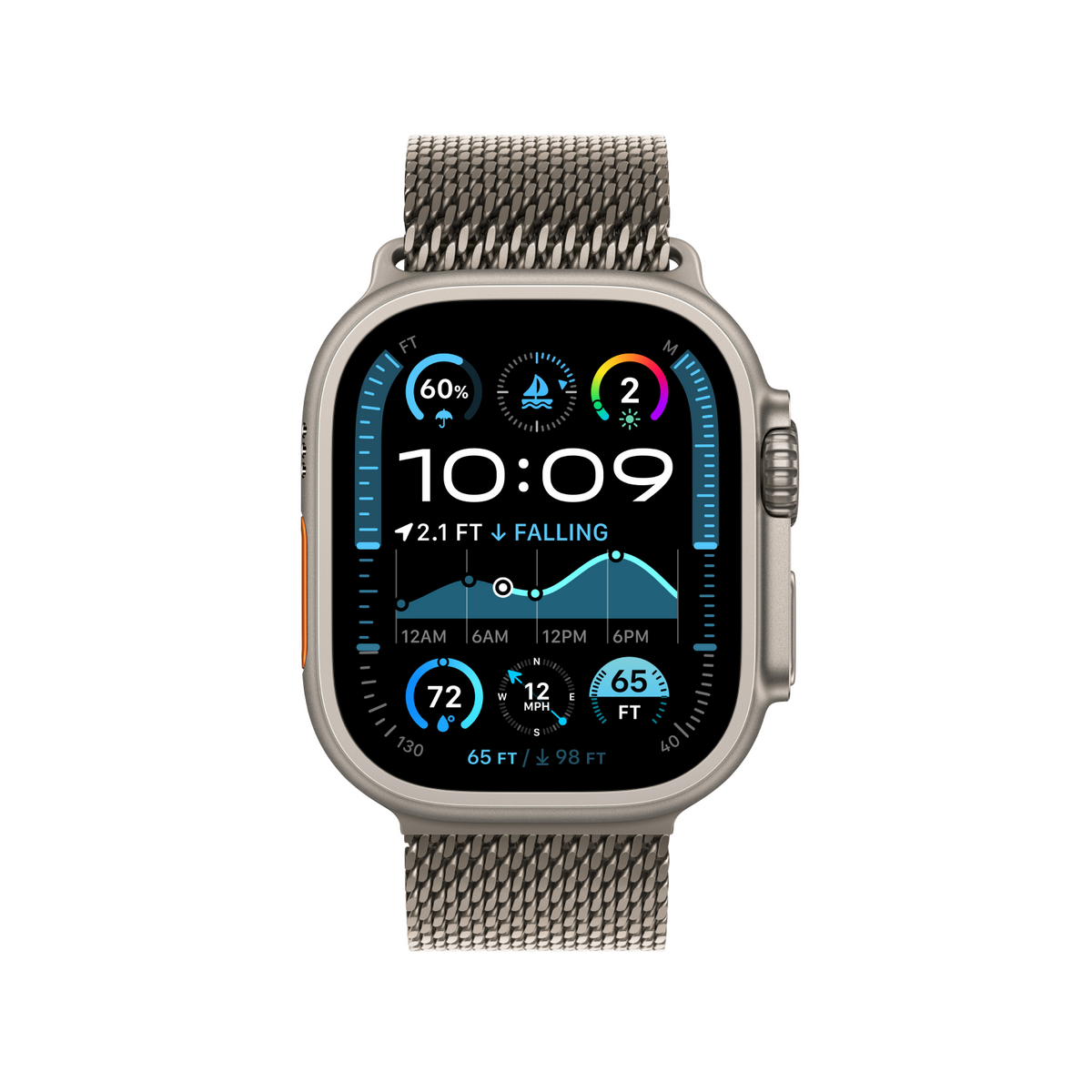 Apple Watch Ultra 2 GPS + Cellular 49mm Natural Titanium Case with Natural Titanium Milanese Loop - M