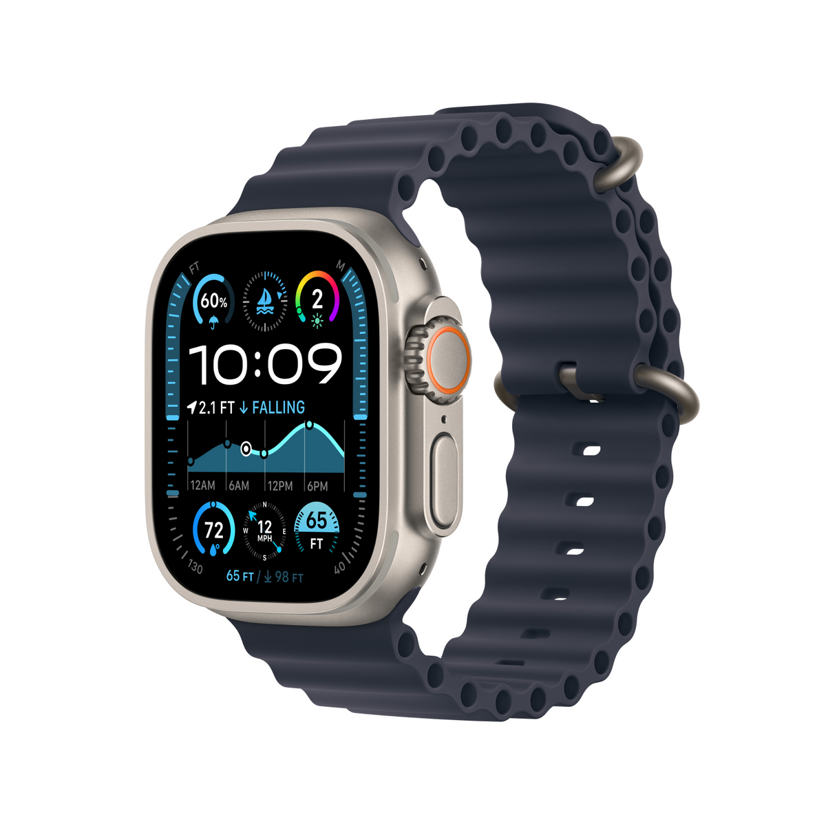Apple Watch Ultra 2 GPS + Cellular 49mm Natural Titanium Case with Navy Ocean Band