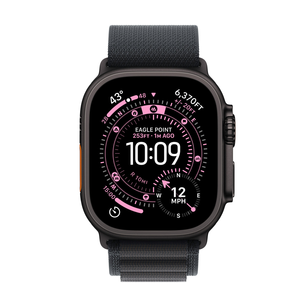 Apple Watch Ultra 3 GPS + Cellular 49mm Black Titanium Case with Black Alpine Loop - Medium
