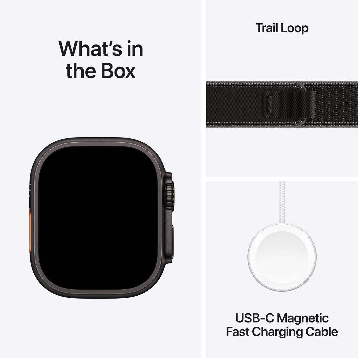Apple Watch Ultra 3 GPS + Cellular 49mm Black Titanium Case with Black/Charcoal Trail Loop - S/M