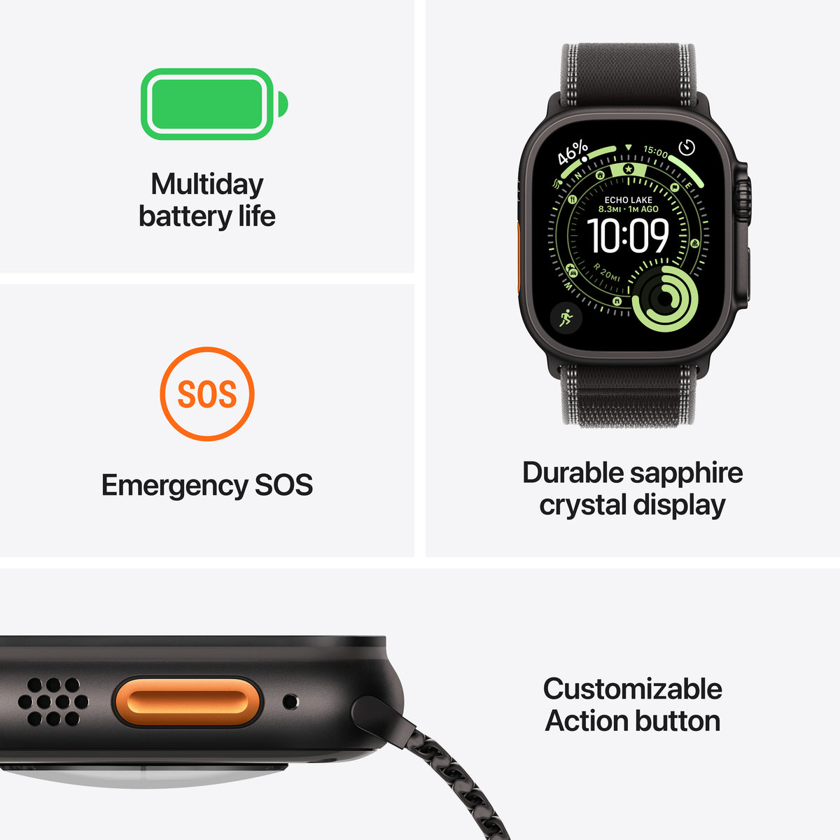 Apple Watch Ultra 3 GPS + Cellular 49mm Natural Titanium Case with Anchor Blue Ocean Band
