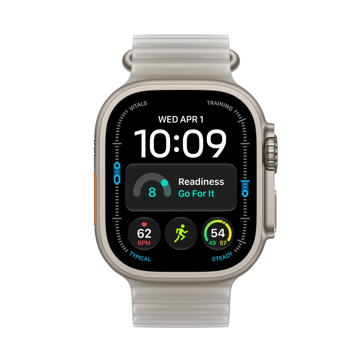 Apple Watch Ultra 4 GPS + Cellular 49mm Natural Titanium Case with Translucent Grey Ocean Band