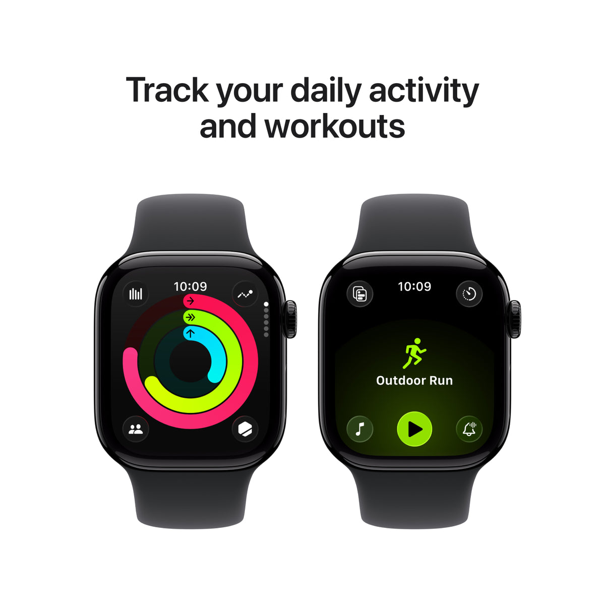 Apple Watch Series 11 GPS 42mm Jet Black Aluminium Case with Black Sport Band - S/M