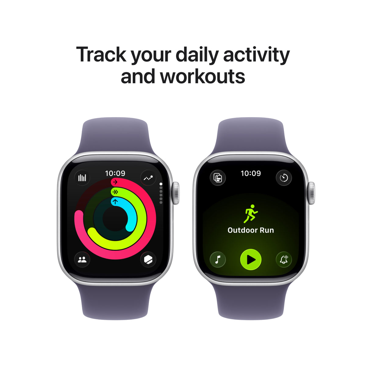 Apple Watch Series 11 GPS 42mm Silver Aluminium Case with Purple Fog Sport Band - S/M