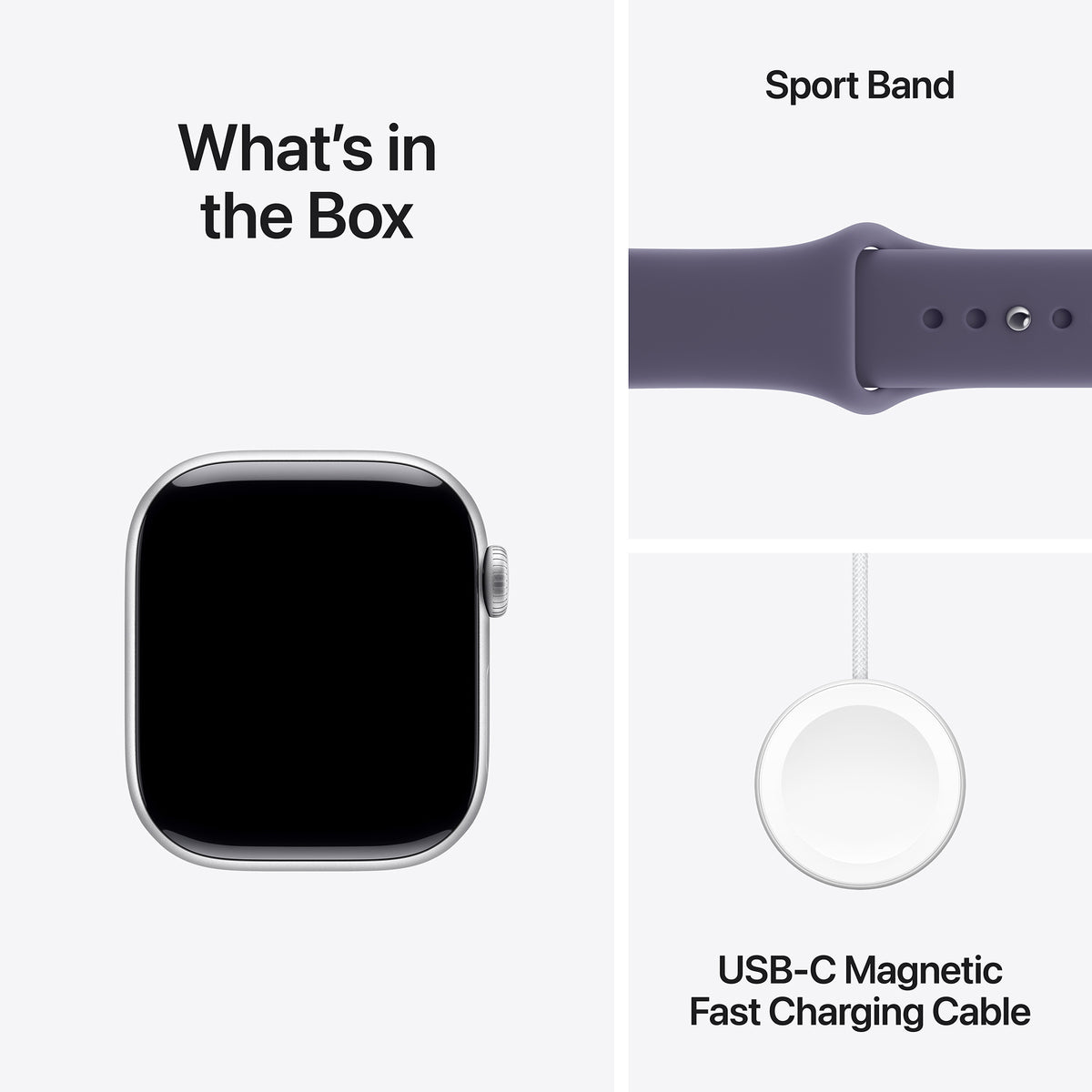 Apple Watch Series 11 GPS 46mm Silver Aluminium Case with Purple Fog Sport Band - S/M