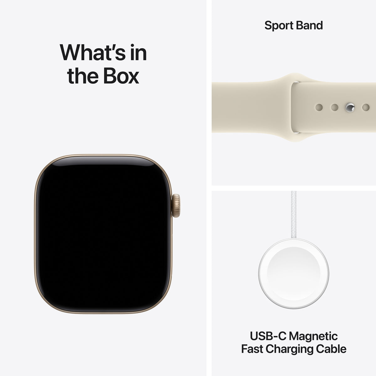 Apple Watch Series 12 GPS 42mm Light Gold Aluminium Case with Sand Sport Band - M/L