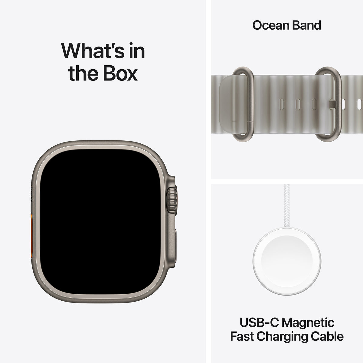 Apple Watch Ultra 4 GPS + Cellular 49mm Natural Titanium Case with Translucent Grey Ocean Band