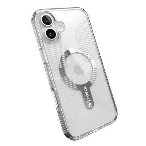 Speck Gemshell Grip MagSafe Case - Apple iPhone 16 Plus - Clear & Chrome