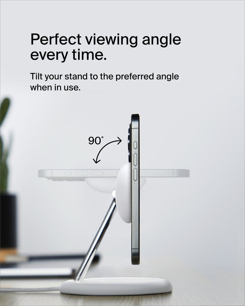 Belkin BoostCharge Pro Qi2 3-in-1 MagSafe Tilting Charging Stand 15W - White