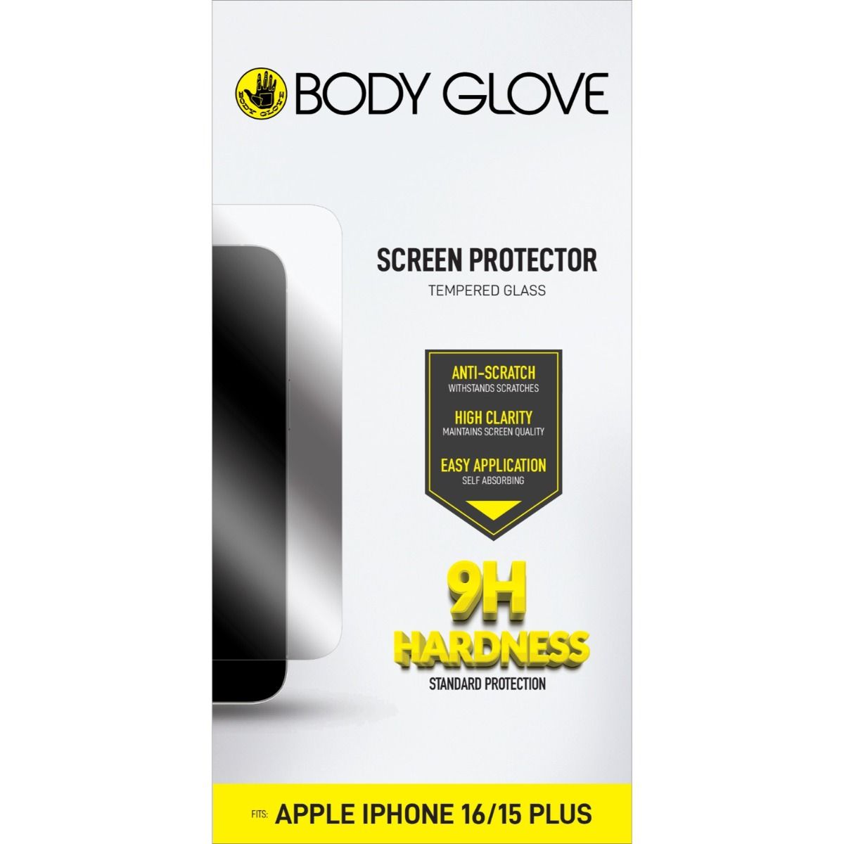 Bodyglove Clear Glass Screen Guard for iPhone 16 Plus/15 Plus
