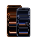 iPhone 17 Pro Max, front exterior, Cosmic Orange color, iPhone 17 Pro, front exterior, Deep Blue color