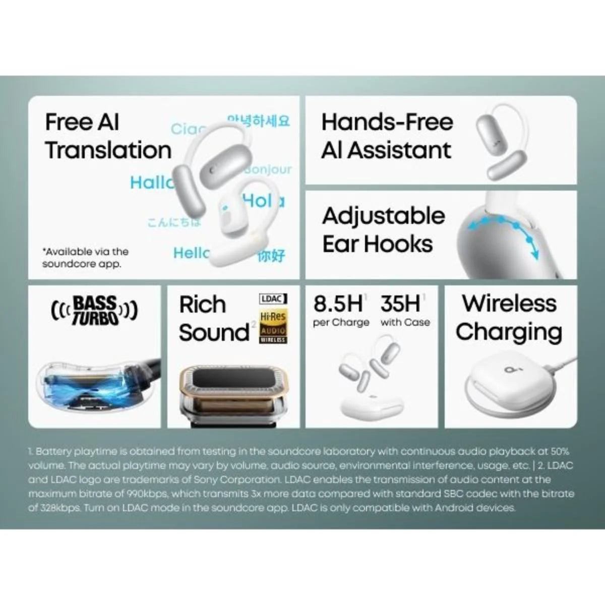 Soundcore AeroFit 2 AI Translation Earbuds – White