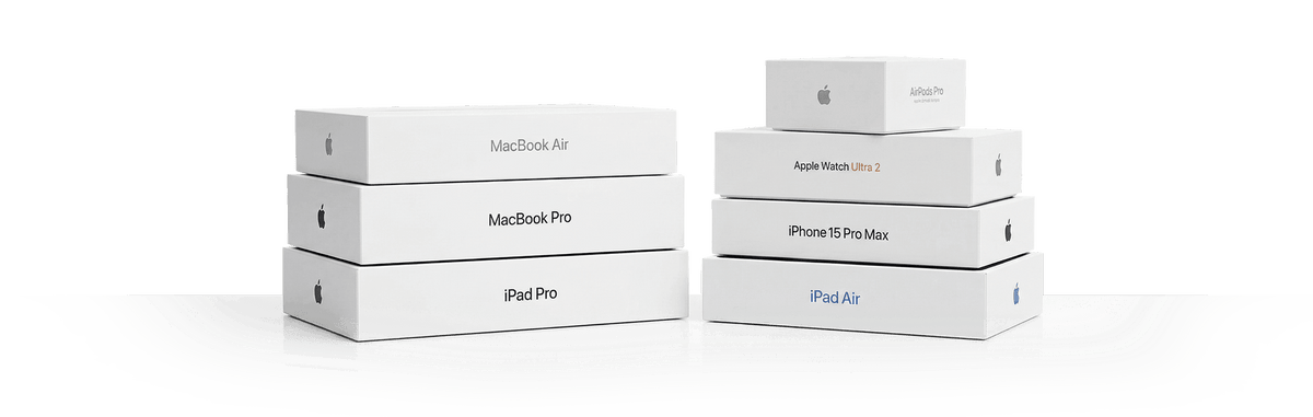 Apple product boxes ready for delivery