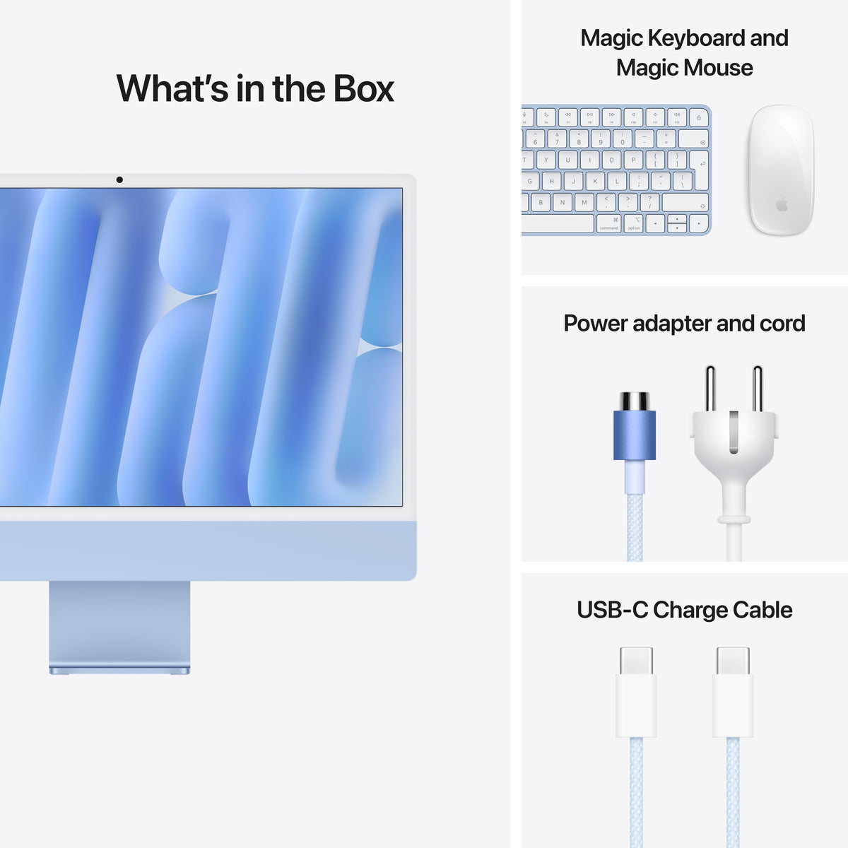 24-inch iMac with Retina 4.5K display: Apple M4 chip with 10‑core CPU and 10‑core GPU, 16GB, 256GB SSD - Blue