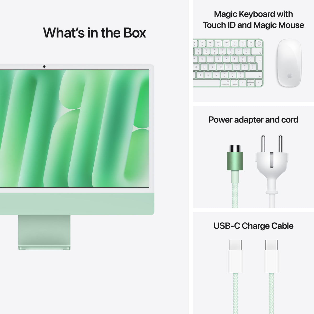 24-inch iMac with Retina 4.5K display: Apple M4 chip with 10‑core CPU and 10‑core GPU, 24GB, 512GB SSD - Green