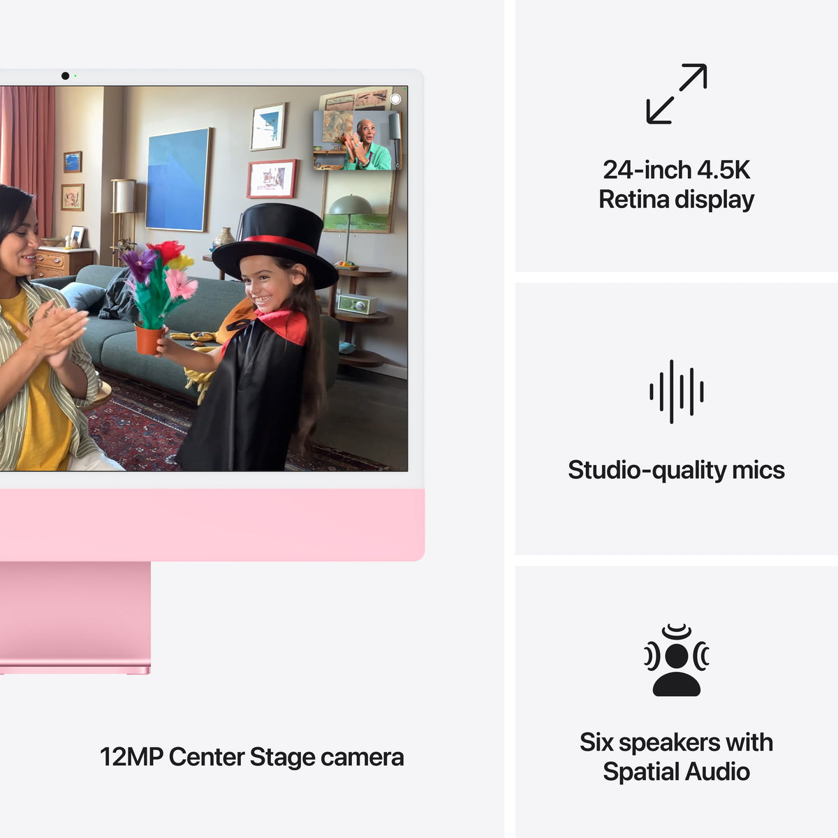 24-inch iMac with Retina 4.5K display: Apple M4 chip with 10‑core CPU and 10‑core GPU, 24GB, 512GB SSD - Pink