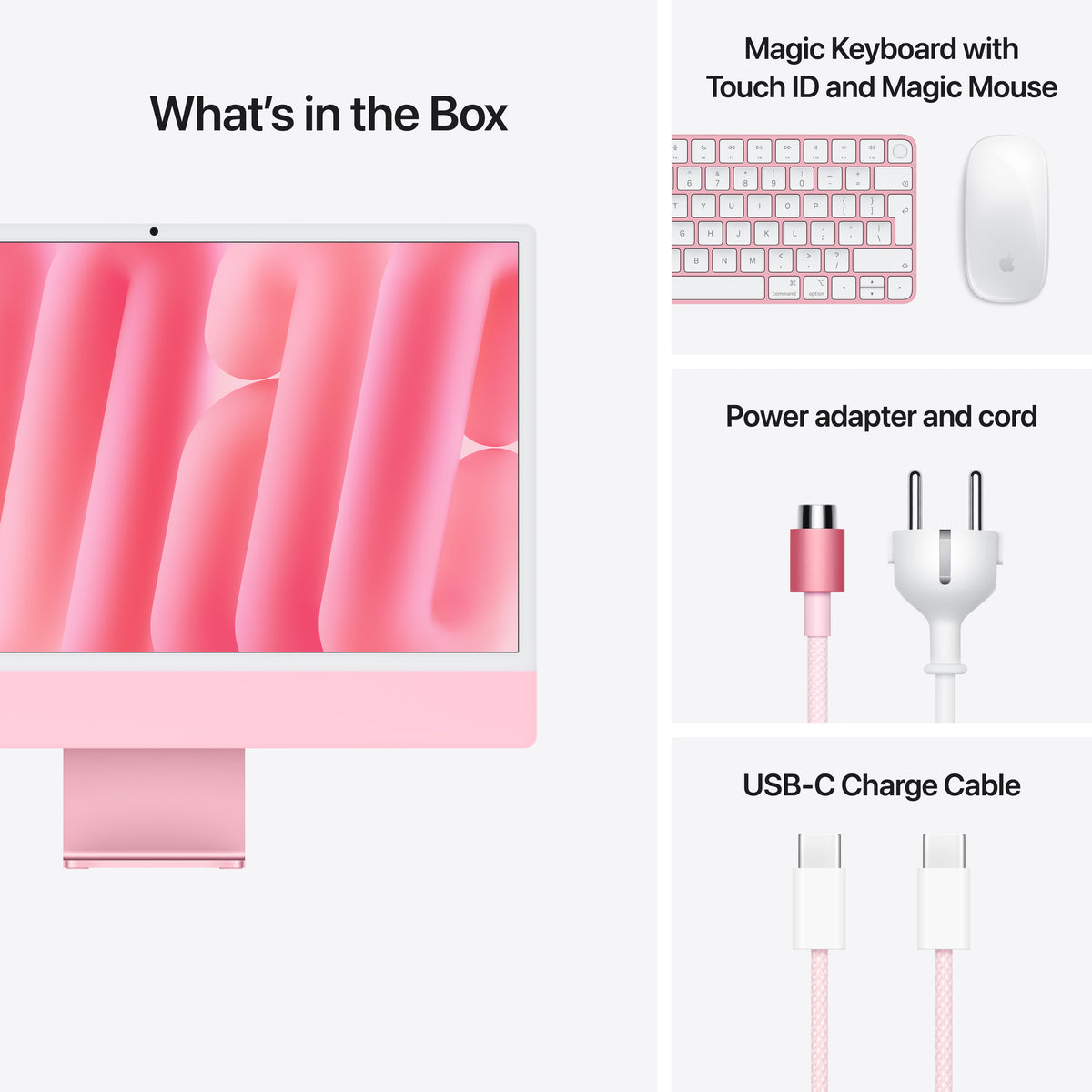 24-inch iMac with Retina 4.5K display: Apple M4 chip with 10‑core CPU and 10‑core GPU, 24GB, 512GB SSD - Pink