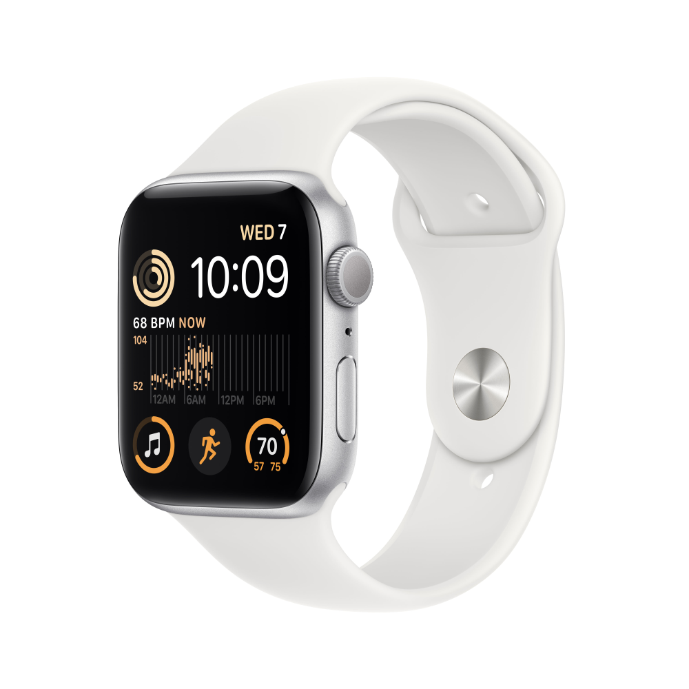 Apple Watch SE 44mm GPS Silver Aluminium Case with White Sport
