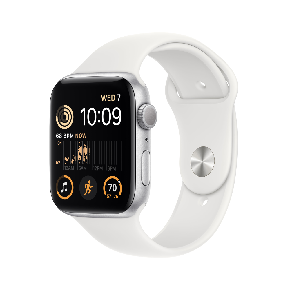 Apple Watch SE 44mm GPS Silver Aluminium Case with White Sport Band - iStore Namibia