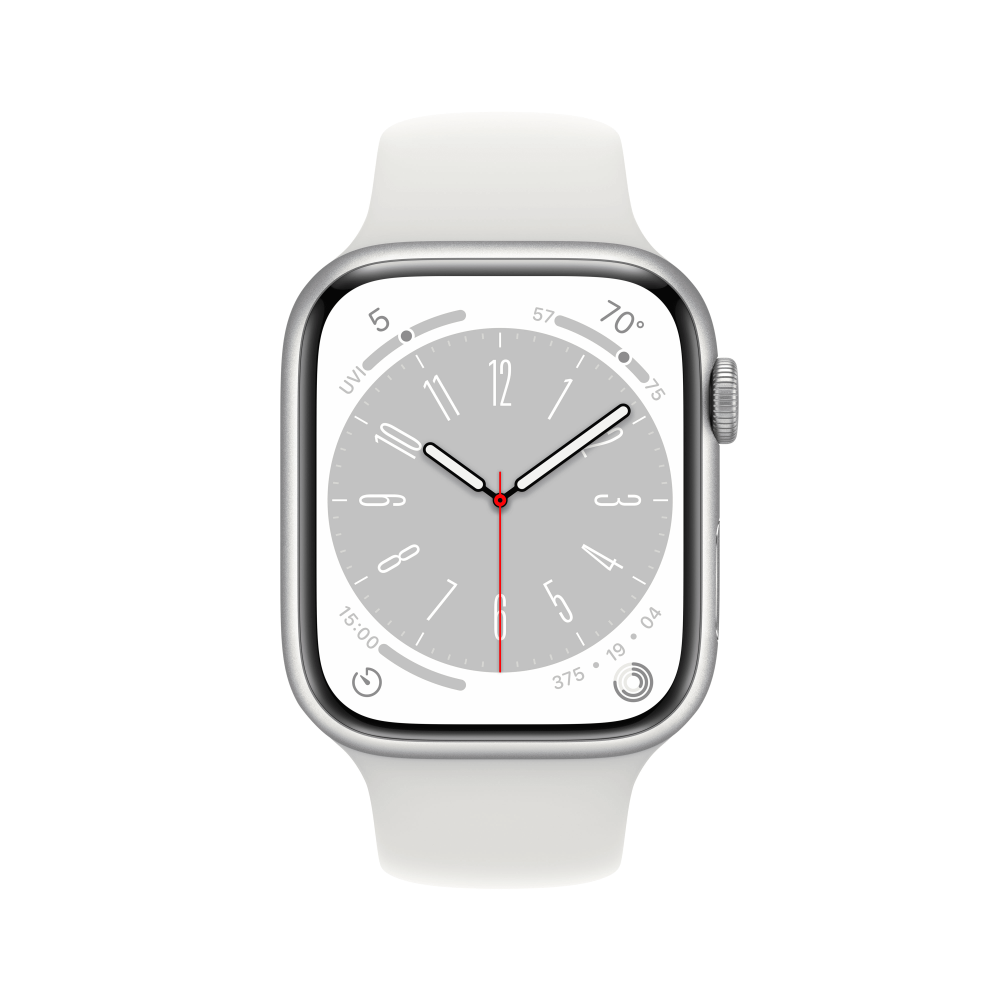 Apple Watch Series 8 GPS 45mm Silver Aluminium Case with White Sport Band - Regular - iStore Namibia