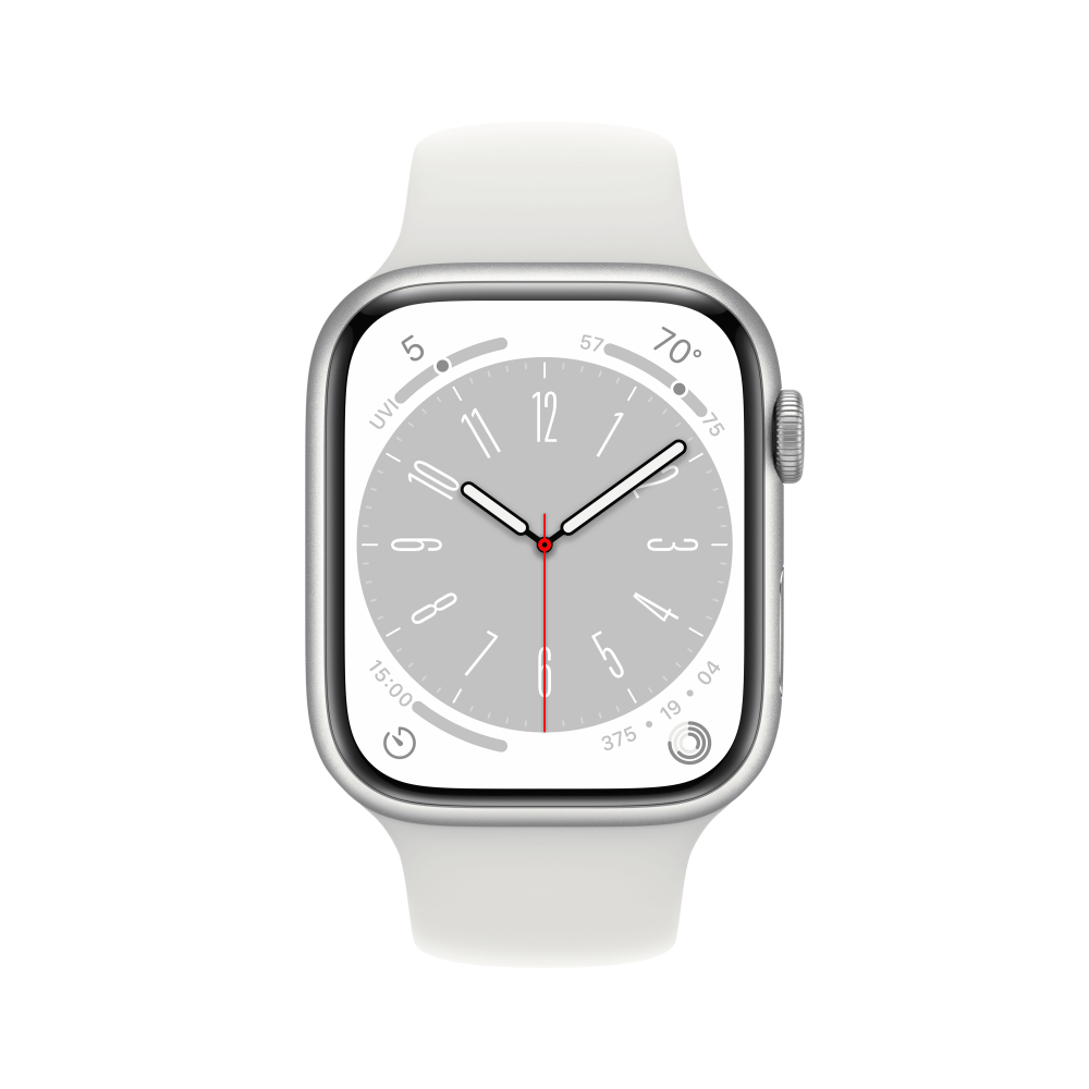 Apple Watch Series 8 GPS 41mm Silver Aluminium Case with White Sport Band - Regular - iStore Namibia