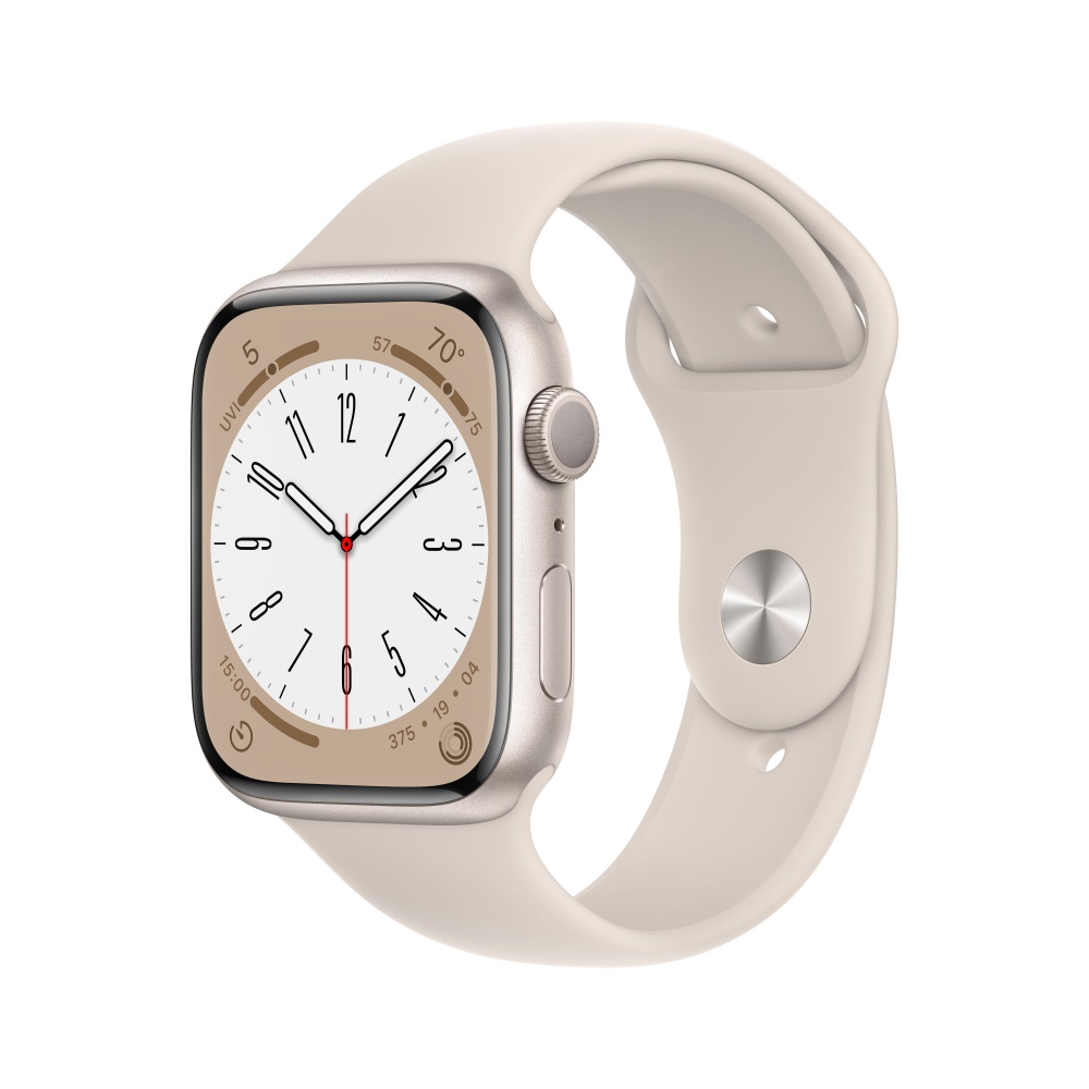 Apple Watch Series 8 GPS 45mm Starlight Aluminium Case with Starlight Sport Band - Regular - iStore Namibia
