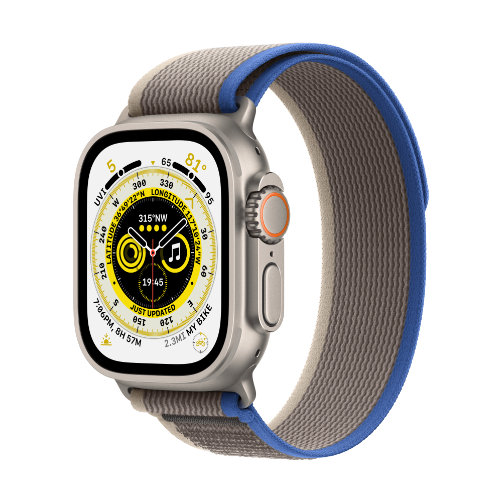 Apple Watch Ultra GPS + Cellular 49mm Titanium Case - Blue/Grey Trail Loop - Small/Medium - iStore Namibia