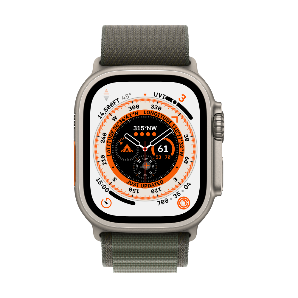 Apple Watch Ultra GPS + Cellular 49mm Titanium Case - Green Alpine Loop - Large - iStore Namibia