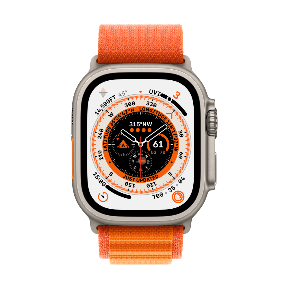 Apple Watch Ultra GPS + Cellular 49mm Titanium Case - Orange Alpine Loop - Large - iStore Namibia