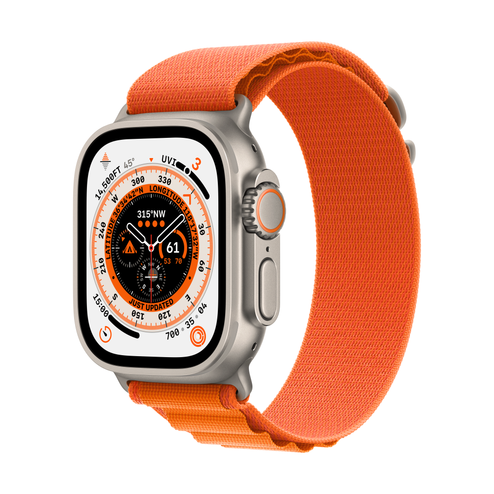 Apple Watch Ultra GPS + Cellular 49mm Titanium Case - Orange Alpine Loop - Large - iStore Namibia