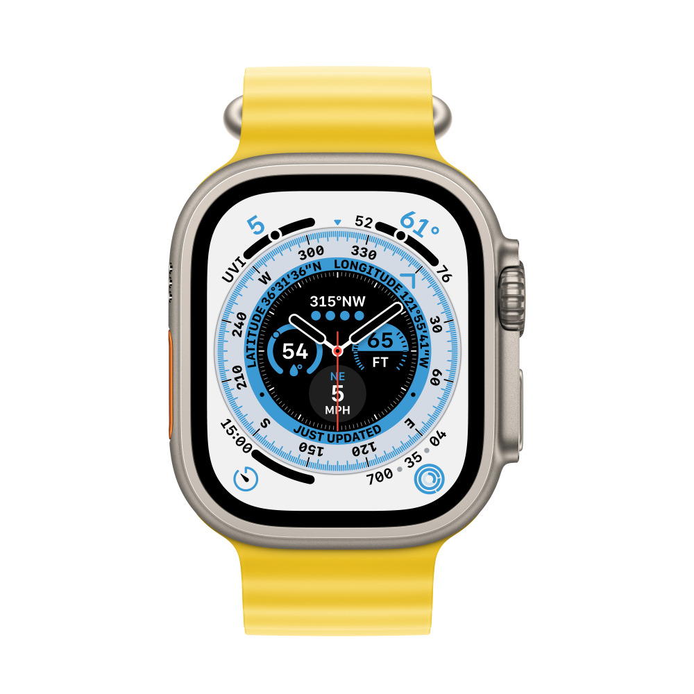 Apple Watch Ultra GPS + Cellular 49mm Titanium Case - Yellow Ocean Band - iStore Namibia