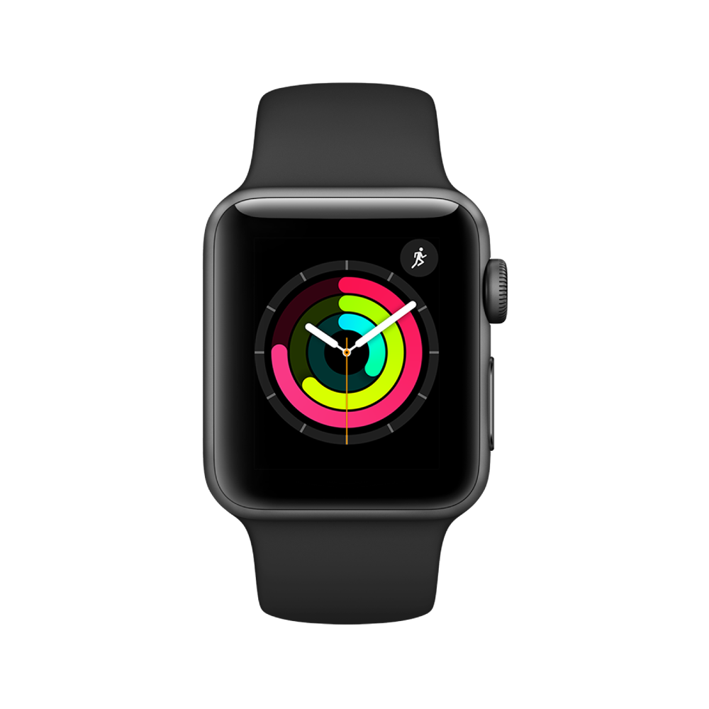 Apple watch series 3 38mm space top gray aluminum case with black sport band