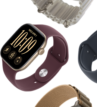 Apple Watch Series 11 straps: purple fog Sport Band, anchor blue Ocean strap, light blue Alpine Loop