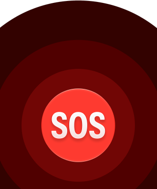 Emergency SOS icon, nested red circles with a white SOS in the middle